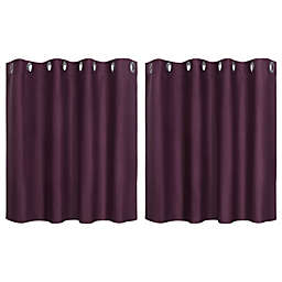 Unique Bargains Classic Small Window Curtain Panel Grommet Top Valance Solid Thermal Insulated Curtain Tier Drape Short Kitchen Curtains, 2 Panels Burgundy 52 x 36 Inch