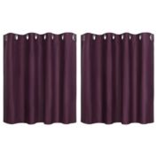 PiccoCasa Classic Small Window Curtain Panel Grommet Top Valance Solid Thermal Insulated Curtain Tier Drape Short Kitchen Curtains, 2 Panels Burgundy 52 x 36 Inch