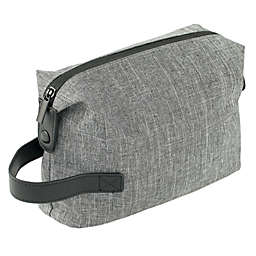 mDesign Fabric Travel Toiletry and Cosmetic Bag, Zipper/Handle - Gray