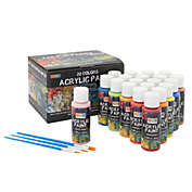 Bright Creations Acrylic Paint Set with 3 Paint Brushes for Kids Art and Crafts (2 oz, 20 Colors)