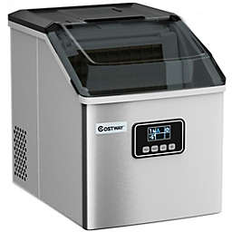 Costway 48 Lbs Stainless Self-Clean Ice Maker with LCD Display