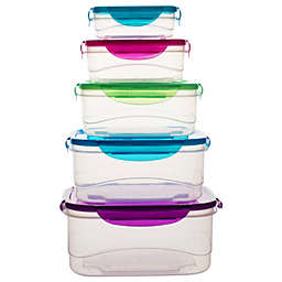 Lexi Home Rectangular Lock-and Seal Plastic 5 Container Food Storage Set