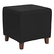 Emma + Oliver Taut Upholstered Cube Ottoman Pouf in Black Fabric