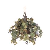 Nearly Natural Grape Leaf Hanging Basket Silk Plant, Green