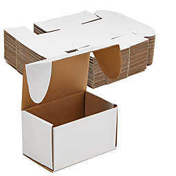Stockroom Plus White Corrugated Shipping Boxes, Cardboard Mailers Folding Lids (5x3x3 In, 50 Pack)