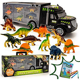 Toyvelt Dinosaurs Transport Car Carrier Truck Toy with Dinosaur Toys Inside - Best dinosaur kids toy for ages 3 - 8 yr old