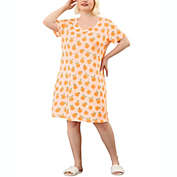 Agnes Orinda Women&#39;s Plus Size Nightgowns for Women Oranges Fruit Prints Sleepwear Nightgown, Polyester Sleepshirt Nightdress Regular Fit Gown Dress, 3X