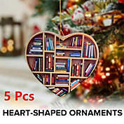 Stock Preferred Heart-Shaped Bookshelf Ornament in 5-Pcs Brown