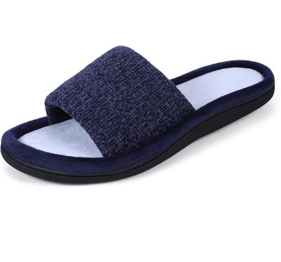 ROXONI Women's Soft Open Toe Slide Slippers, Indoor Outdoor Rubber Sole (Adult Size)