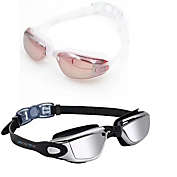 Link Active Swim Goggle With Fast Clasp Technology UV Protection Leak & Fog Proof Wide View Adult/Youth - 2 Pack White Rose/Chrome