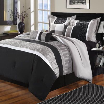 Chic Home Euphoria Bed In A Bag Comforter Set - 8-Piece - Queen 90" x 90" - Black