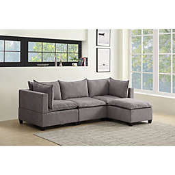 Contemporary Home Living 10' Lava Gray Madison Fabric Reversible Sectional Sofa Ottoman