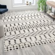 Flash Furniture Beth Geometric Bohemian Low Pile Rug - 8' x 10' - Ivory/Black
