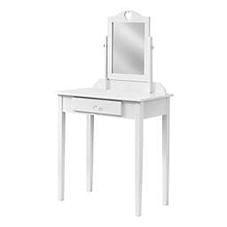 Contemporary Home Living 52" White Decorative Vanity Mirror and Storage Drawer with a Curved Top Frame and Cut-Out Heart