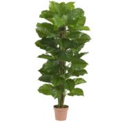 Nearly Natural 5.25' Artificial Large Leaf Philodendron Silk Plant in Brown Pot