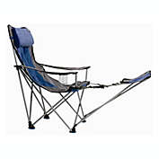 Travel Chair Folding Big Bubba with Adjustable Footrest and Pillow - Blue