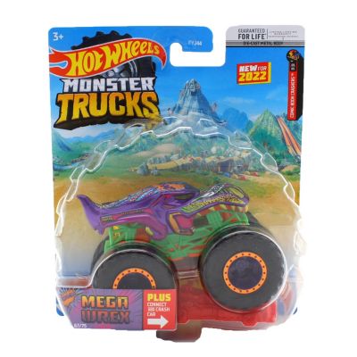 Hot Wheels Monster Trucks 1 64 Scale, Includes Connect and Crash Car, (Style Chosen at Random)