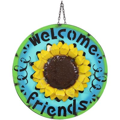 Welcome Sign Chalkboard Framed Decorative Rustic Yellow Flower Pot Stand-Up 10 x 11.5 Retail Inc 