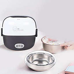 Stock Preferred 110V Portable Double-Layer Electric Lunch Box Rice Cooker in 1.3L Black & White