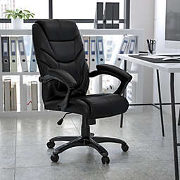 Flash Furniture High Back Black LeatherSoft Overstuffed Executive Swivel Ergonomic Office Chair with Arms