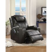 Yeah Depot Waterlily Rocker Recliner (Motion) in Black PU