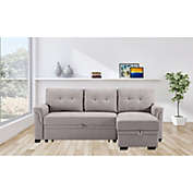 Contemporary Home Living 2-Piece Gray Solid Sleeper Sectional Sofa with Storage Chaise 84"