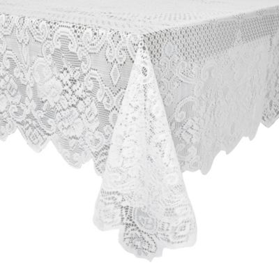 Juvale White Lace Tablecloth for Rectangular Tables, Vintage Style for Formal Dining, Dinner Parties, Wedding, Baby Shower (54 x 72 In)