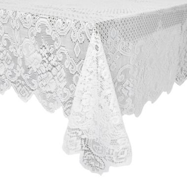 Juvale White Lace Tablecloth for Rectangular Tables, Vintage-Style Wedding Table Cloths for Reception, Dinner Party, Baby Shower, Tea Party Decorations, Home Decor (54x72 in). View a larger version of this product image.