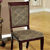 Saltoro Sherpi Fabric Upholstered Wooden Side Chair with Diamond Print, Set of 2, Brown-