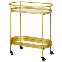 mDesign Oval Mirror Tray 2-Tier Rolling Bar Cart Trolley Furniture