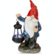 Vp Home Earnest Garden Gnome With Lantern Solar Powered Led Outdoor Decor Light (Red Hat)