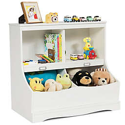 Costway Children's Storage Bookcase Kids Floor Cabinet Toys Bin Display Organizer