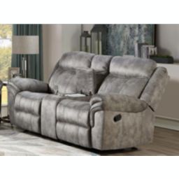 Yeah Depot Zubaida Loveseat w/Console (Glider & Motion), 2-Tone Gray Velvet YJ