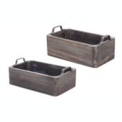 Melrose Home Decorative Tray (Set of 2) 13"L x 7.5"W x 4.75"H, 14.5"L x 9"W x 5.5"H Wood/Steel