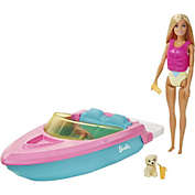 Barbie Doll and Boat Playset with Pet Puppy & Accessories, Fits 3 Dolls & Floats in Water