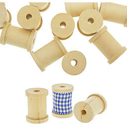 Okuna Outpost Small Unfinished Wooden Spools for Crafts (2 x 1.5 in, 24 Pack)