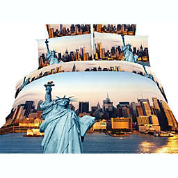 Dolce Mela Cotton King Size Duvet Cover Sheets Set -  Statue of Liberty