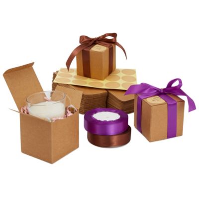 20 Rectangle Cardboard Jewelry Set Boxes Ribbon Sponge Gift Case White 6.3"x5.1" 