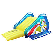 Northlight Yellow and Blue Pool Side Slide With an Attached Sprayer, 98-Inches