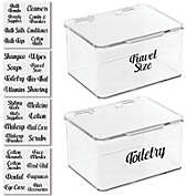 mDesign Stackable Plastic Bathroom Organizer Box, 2 Pack + 32 Labels