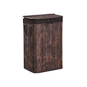 SONGMICS Bamboo Laundry Hamper, Laundry Basket with Lid, 19 Gal (72L) with Liner and Handles, in Bedroom Closet Laundry, Rustic Brown
