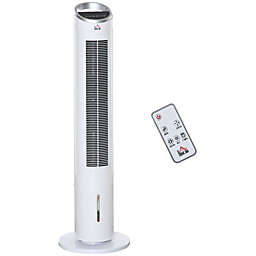 HOMCOM 0.5 Gallon Portable Oscillating Air Cooler Fan, Standing Ice Floor Fan with Humidifier, 3 Modes, 3 Speeds, 8H Timer and Remote Control, White