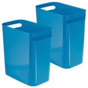 mDesign Slim Plastic Trash Can Garbage Wastebasket, 12" High - 2 Pack