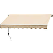 Halifax North America 10&#39; x 8&#39; Manual Retractable Awning Sun Shade Shelter for Patio Deck Yard with UV Protection and Easy Crank Opening, Beige