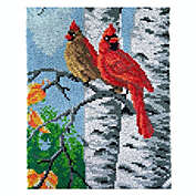 Rug Making Latch Hooking Kit   Two Cardinals (85x58cm printed canvas) from LovelyLust.com