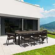 Luxury Commercial Living 9-Piece Brown Patio Dining Set with Extendable Table 118"