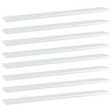 vidaXL Bookshelf Boards 8 pcs High Gloss White 31.5"x3.9"x0.6" Engineered Wood. View a larger version of this product image.