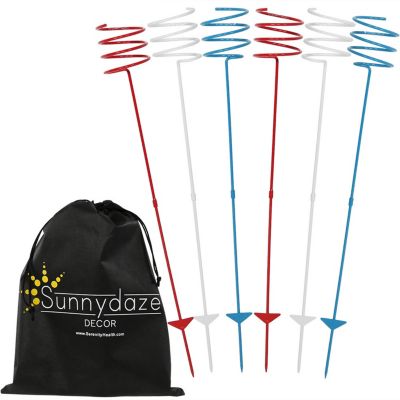 Sunnydaze Heavy-Duty Red White and Blue Outdoor Bottle Can Drink Holder - 6 PK