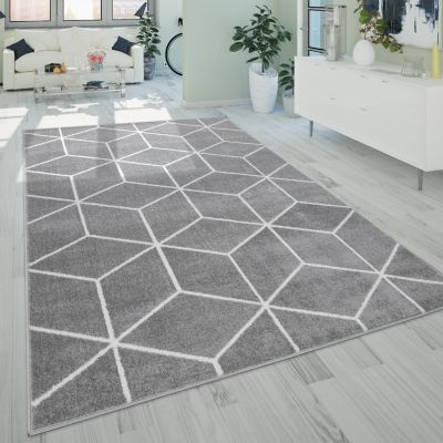 Paco Home Grey Area Rug with Modern Geometric Pattern Simple Elegant Design
