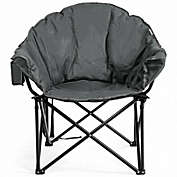 Costway Folding Camping Moon Padded Chair with Carry Bag-Gray